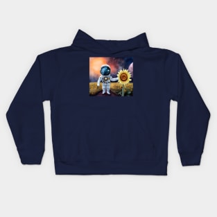 Astronaut sunflower planet Kids Hoodie